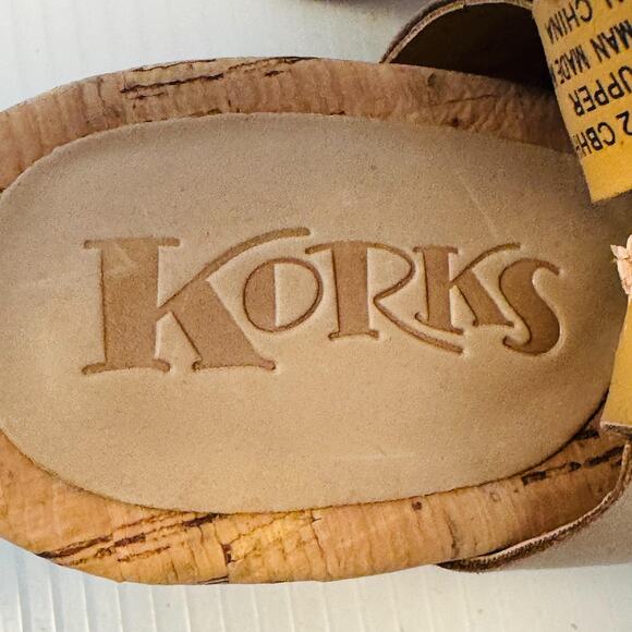 Korks Shoes Women 7 Beige Nude Leather Slingback Buckle Mules Block Heel Comfort - Picture 11 of 13